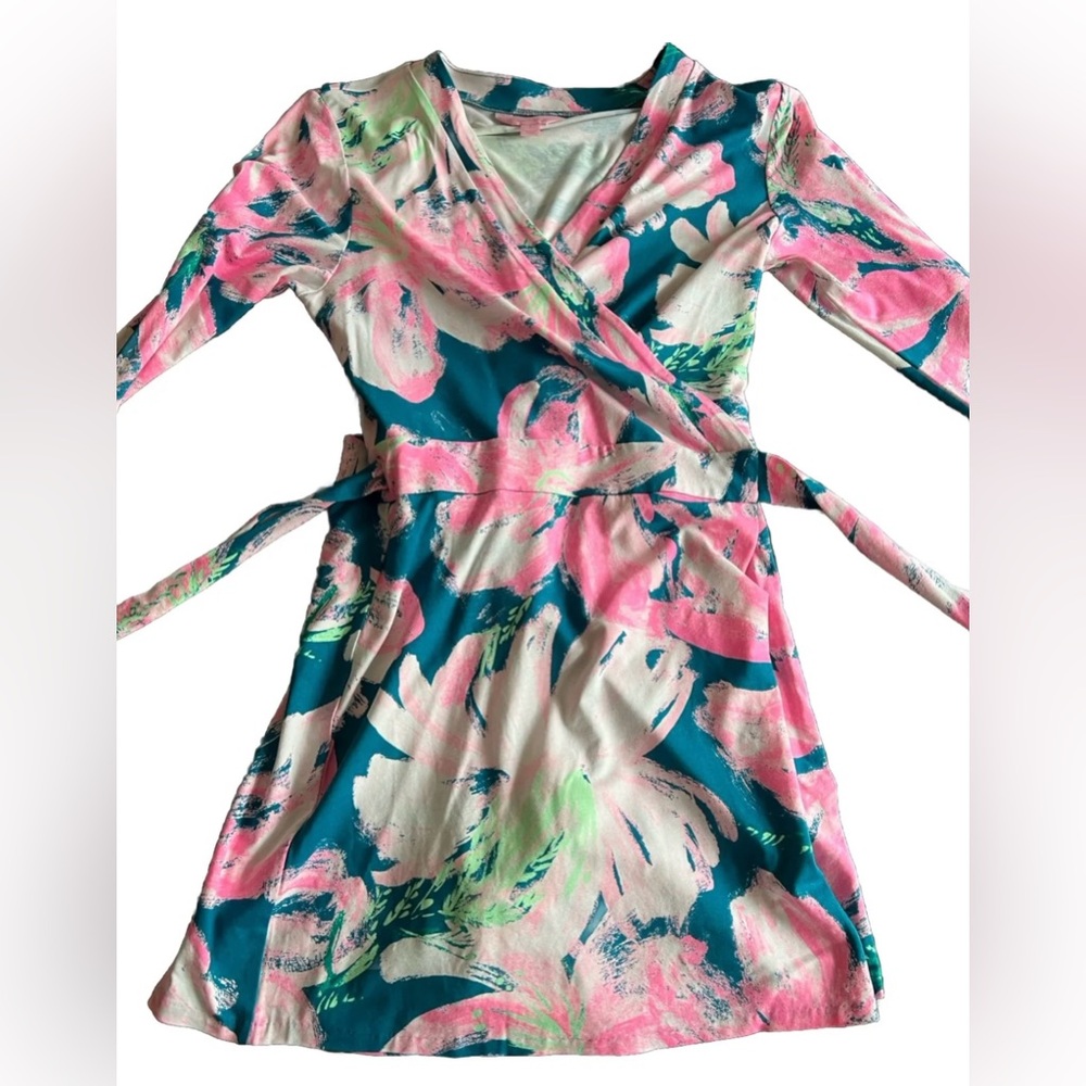 Lilly Pulitzer Karlie Wrap Romper Dress PINK Resort Dress Small